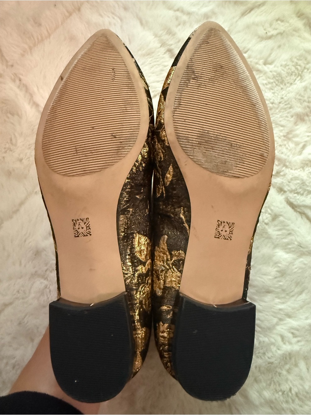 Anne Klein Metallic Gold & Brown Pointed Toe Flats - Picture 5 of 5